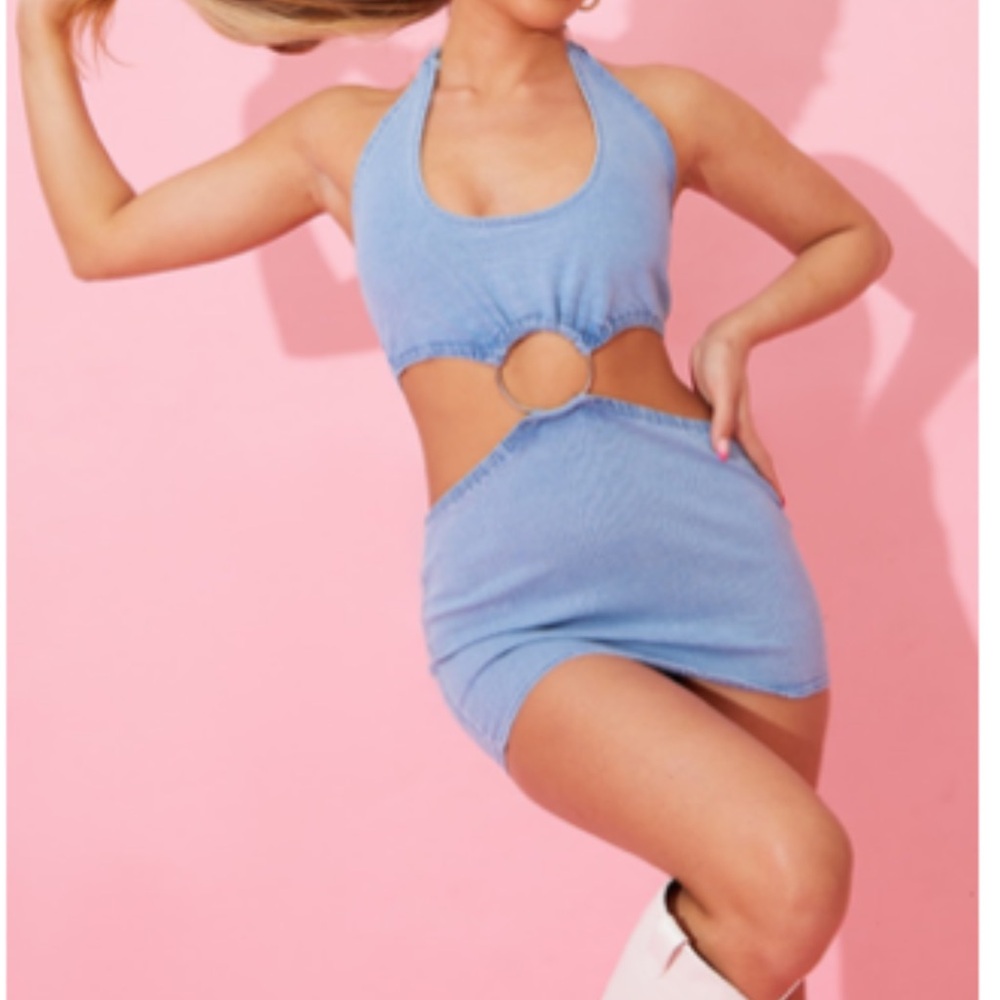 PrettyLittleThing Light Blue Denim Dress